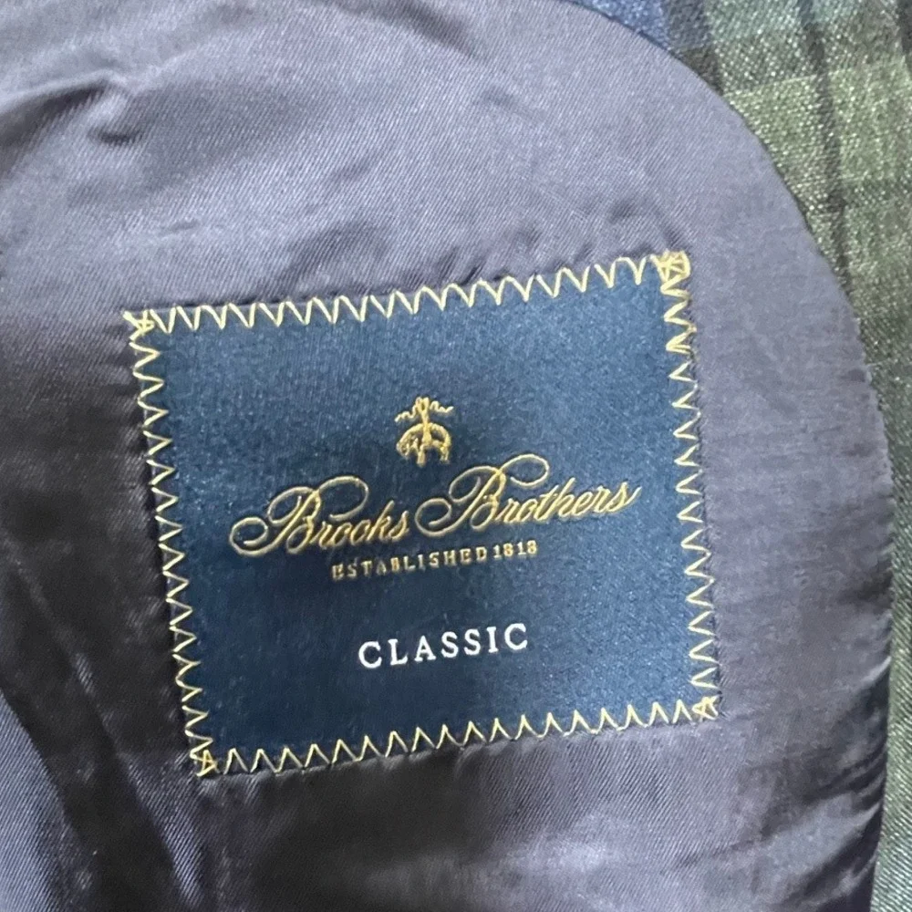 Brooks Brothers Sport‎ Coat Mens 44 Blue Green Plaid Excellent Leo Master Blazer